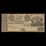 Canada, Mechanics Bank of St. John's, 5 dollars <br /> 18 juin 1858