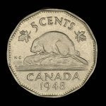 Canada, Georges VI, 5 cents <br /> 1948