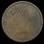 Canada, Province du Nouveau-Brunswick, 1 penny <br /> 1843