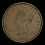 Canada, Province du Nouveau-Brunswick, 1 penny <br /> 1843