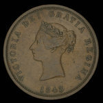 Canada, Province du Nouveau-Brunswick, 1 penny <br /> 1843