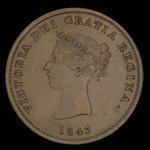 Canada, Province du Nouveau-Brunswick, 1/2 penny <br /> 1843