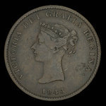 Canada, Province du Nouveau-Brunswick, 1/2 penny <br /> 1843