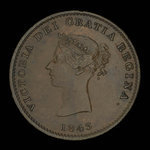 Canada, Province du Nouveau-Brunswick, 1/2 penny <br /> 1843