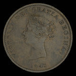 Canada, Province du Nouveau-Brunswick, 1/2 penny <br /> 1843