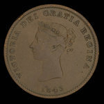 Canada, Province du Nouveau-Brunswick, 1/2 penny <br /> 1843