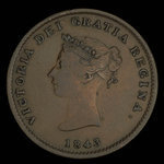 Canada, Province du Nouveau-Brunswick, 1/2 penny <br /> 1843