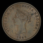 Canada, Province du Nouveau-Brunswick, 1/2 penny <br /> 1843