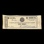 Canada, J.B. Cadieux, 6 sous <br /> 20 juin 1837