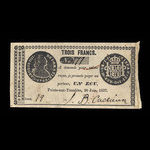 Canada, J.B. Cadieux, 3 francs <br /> 20 juin 1837