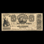 Canada, Cuvillier & Fils, 5 dollars <br /> 2 janvier 1838