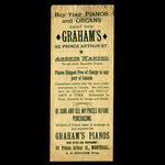 Canada, Britannia Piano Rooms, aucune dénomination <br /> 1887