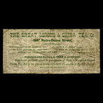 Canada, Great London & China Tea Cie., aucune dénomination <br /> 1887