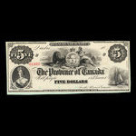 Canada, Province du Canada, 5 dollars <br /> 1865