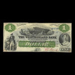 Canada, Westmorland Bank of New Brunswick, 1 dollar <br /> 1 août 1861