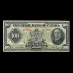 Canada, Banque Royale du Canada, 100 dollars <br /> 3 janvier 1927
