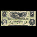 Canada, Eastern Townships Bank, 2 dollars <br /> 1 août 1859