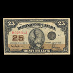 Canada, Dominion du Canada, 25 cents <br /> 2 juillet 1923