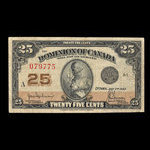Canada, Dominion du Canada, 25 cents <br /> 2 juillet 1923