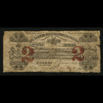 Canada, Bank of British North America, 2 dollars <br /> 1 décembre 1852