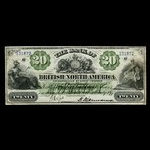 Canada, Bank of British North America, 20 dollars <br /> 3 juillet 1877