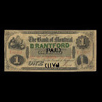 Canada, Banque de Montréal, 1 dollar <br /> 1 août 1856