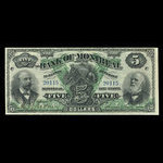 Canada, Banque de Montréal, 5 dollars <br /> 2 janvier 1895