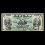 Canada, Banque de Montréal, 20 dollars <br /> 2 janvier 1891