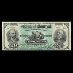 Canada, Banque de Montréal, 20 dollars <br /> 2 janvier 1891