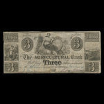 Canada, Agricultural Bank (Montréal), 3 dollars <br /> 4 juin 1841