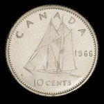 Canada, Élisabeth II, 10 cents <br /> 1966