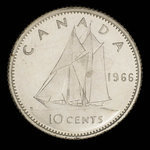 Canada, Élisabeth II, 10 cents <br /> 1966