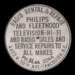 Canada, Radio Rental & Repair, aucune dénomination <br /> 1958