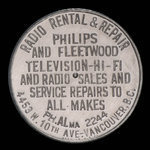 Canada, Radio Rental & Repair, aucune dénomination <br /> 1958