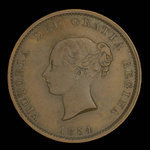 Canada, Province du Nouveau-Brunswick, 1/2 penny : 1854