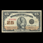 Canada, Dominion du Canada, 25 cents <br /> 2 juillet 1923