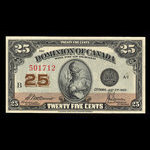 Canada, Dominion du Canada, 25 cents <br /> 2 juillet 1923