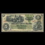 Canada, Mechanics Bank (Montréal), 5 dollars <br /> 1 juin 1872
