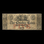 Canada, Banque de Québec, 5 dollars <br /> 1 novembre 1847