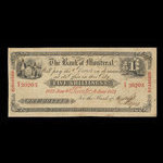 Canada, Banque de Montréal, 1 dollar <br /> 6 juin 1852