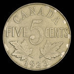 Canada, Georges V, 5 cents <br /> 1923
