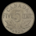 Canada, Georges V, 5 cents <br /> 1928