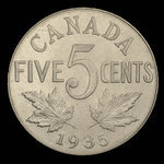 Canada, Georges V, 5 cents <br /> 1935
