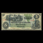 Canada, Mechanics Bank (Montréal), 5 dollars <br /> 1 juin 1872