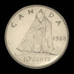 Canada, Élisabeth II, 10 cents <br /> 1968