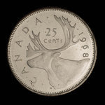 Canada, Élisabeth II, 25 cents <br /> 1968