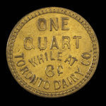 Canada, Toronto Dairy Co., 1 pinte de lait <br /> 1895