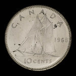Canada, Élisabeth II, 10 cents <br /> 1968