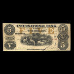 Canada, International Bank of Canada, 5 dollars <br /> 15 septembre 1858