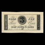 Canada, Cuvillier & Fils, 3 pence <br /> 10 juillet 1837